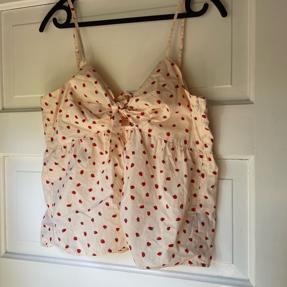 Madewell Cream Strawberry Print Top